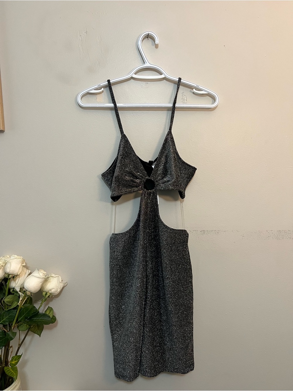 H&M Black Sparkle Cutout Mini Dress